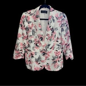Evan Picone Black Label Floral Pink and Gray Women's Blazer
